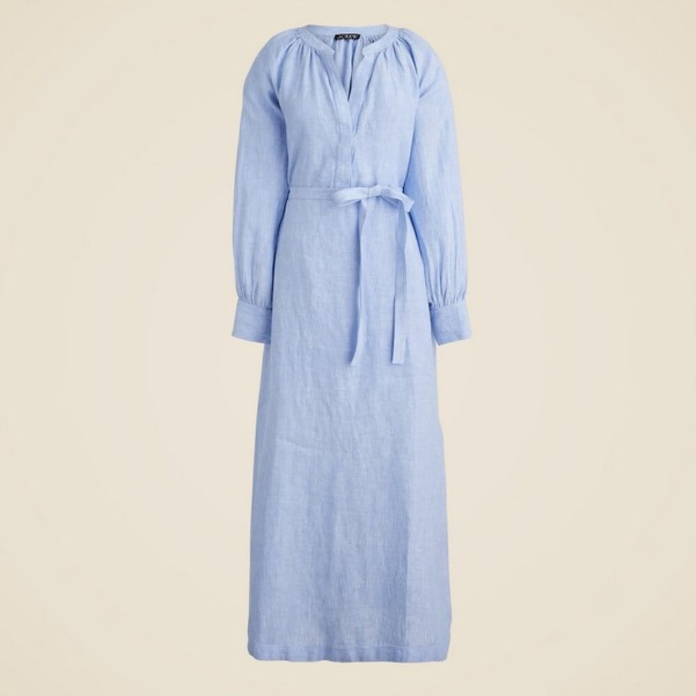 J. Crew Light Blue Linen Maxi Shirt Dress - Picture 6 of 15